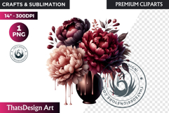 Dark flowers, wedding Florals PNG, Dark Romance Clipart Product Image 1