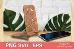 phone stand svg, stand floral ornament svg, laser cut Product Image 1