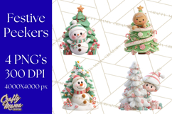 Christmas Tree Clipart PNG Cute Characters for Holiday Craft Product Image 1
