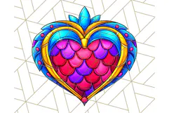 Stained Glass Hearts and Butterflies Clipart PNG Product Image 3