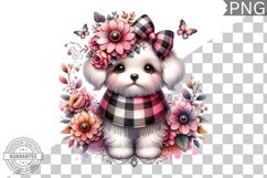 Dog With Flowers Sublimation - Clipart PNG Design Product Image 1