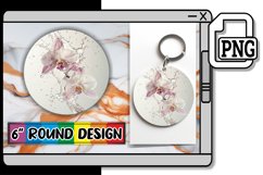 Botanical Dream: Round Water Design Keychain PNG Product Image 1
