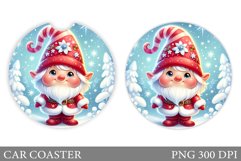 Christmas Gnome Car Coaster. Christmas Car Coaster Design Product Image 1