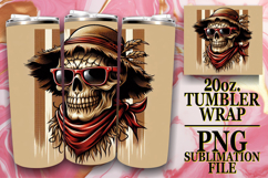 Vibrant colors 20oz tumbler wrap, Skull Product Image 1