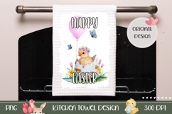 Watercolor Easter Chick Towel PNG, Easter Towel Print Product Image 1