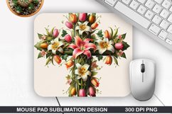 Flowers Mouse Pad Sublimation, Spring Mouse Pad PNG Design Product Image 1