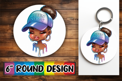 Unique Circle Keychain Magic PNG, Black Woman Product Image 1