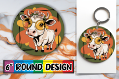 Joyful Circle Coasters Sublimation, Cute Cow Product Image 1