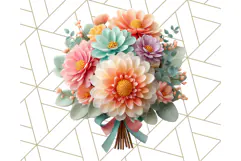 Pastel Flower Bouquet PNG Clipart, Elegant Floral Art Product Image 3