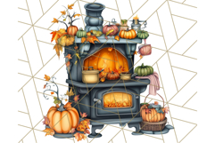 Fall Cottagecore Kitchen Clipart, Cozy Autumn Kitchen PNG Product Image 3