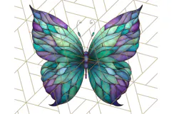 Stained Glass Butterfly PNG Colorful Clipart for Sublimation Product Image 3