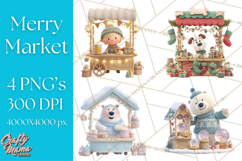 Cute Christmas Market Stall Clipart for Crafts PNG Product Image 1