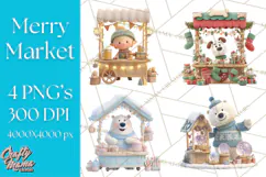 Cute Christmas Market Stall Clipart for Crafts PNG Product Image 1