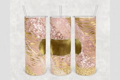 Personalized Peach Glitter Gold Zebra 20 oz tumbler wrap Product Image 1