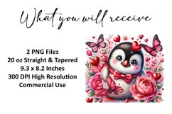 Valentine's Day Penguin Tumbler Wrap Sublimation Design Product Image 2