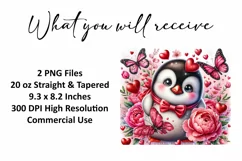 Valentine's Day Penguin Tumbler Wrap Sublimation Design Product Image 2
