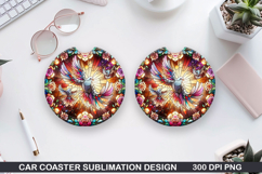 Dove Car Coaster Sublimation, Valentines Coaster PNG Design Product Image 1