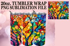 Colorful Tumbler Wrap Stained Glass Tree 20oz Sublimation Product Image 1