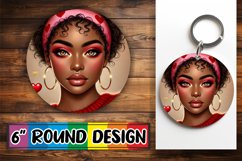 Cozy Keychain Round Design, 3D Heart Product Image 1