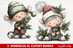 Whimsical Elf Clipart | Cute Christmas Elf PNG Illustration Product Image 1