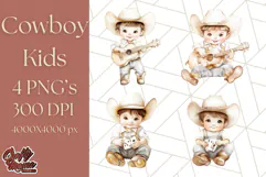Cowboy Clipart PNG, Kid Western Country Graphic Product Image 1