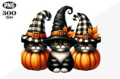 Halloween Cat And Pumpkin Sublimation - Clipart PNG Design Product Image 1