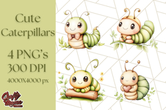 Cute Caterpillar Clipart PNG, Spring Bug Illustrations Product Image 1