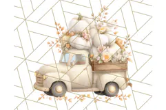 Vintage Truck Pumpkin and Fall Flowers PNG Clipart, Autumn Product Image 3