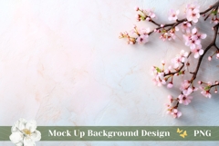 Sakura Background Mockup, Flat Lay Background PNG Product Image 1