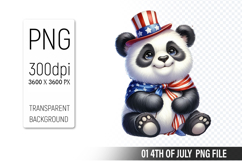 4th of July Panda Clipart, Animal illustration for crafts Product Image 1