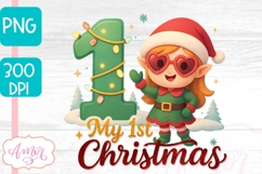 My first Christmas PNG for sublimation, Cute Elf PNG Product Image 4