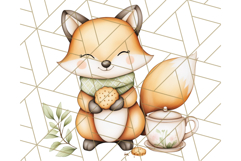 Tea Time Animal Clipart PNG Woodland Forest, Cottagecore Png Product Image 3