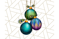 Peacock Christmas Clipart in Jewel Tones, Christmas Png Product Image 3
