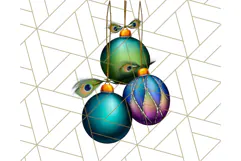 Peacock Christmas Clipart in Jewel Tones, Christmas Png Product Image 3
