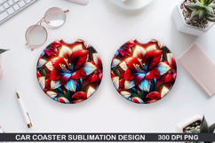 Flower Car coaster sublimation, Summer Coaster PNG Design Product Image 1