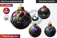 Christmas Jewel Baubles Clipart | Elegant Holiday Ornaments Product Image 1
