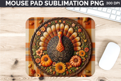 Watercolor Turkey Mouse Pad Sublimation - Thanksgiving PNG Product Image 1