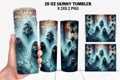 Ghost Skinny Tumbler 20oz Wrap Design, Halloween Tumbler PNG Product Image 1