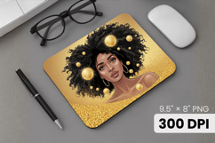 Afro Girl / Woman braided hair Mouse Pad, Black Queen PNG Product Image 1