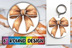 Watercolor Bow Pattern PNG Sublimation Round Design Product Image 1