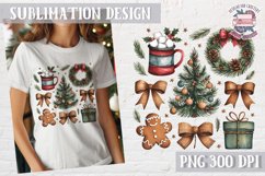 Christmas Coquette Bow PNG Holidays Funny Watercolor Product Image 1