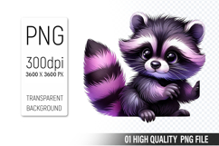 Cute Raccoon Clipart PNG, Printable Animals, Wildlife Design Product Image 1