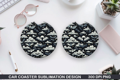 Haunted Bats Car Coaster Sublimation| Halloween Coaster PNG Product Image 1