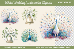 White Wedding Watercolor Clipart PNG Product Image 1