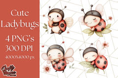 Cute Ladybug Clipart PNG, Pastel Whimsical Bug Illustrations Product Image 1