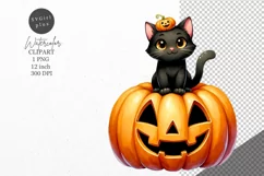 Halloween clipart, Black cat clipart, Autumn clipart Product Image 1