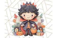 Kawaii Halloween Clipart Cute Kids and Candy Elements Png Product Image 3