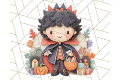 Kawaii Halloween Clipart Cute Kids and Candy Elements Png Product Image 3