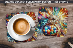 Bunny Coaster Sublimation, Easter Coaster PNG Design Product Image 1