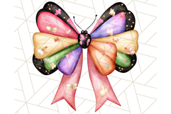 Watercolor Summer Bow Clipart PNG, Coquette Bright Bow Png Product Image 3
